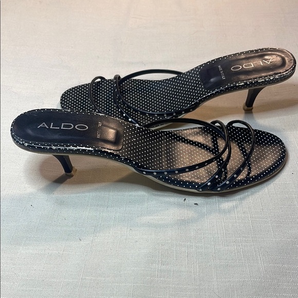 ALDO Black Polka Dot Women's Sandals - Picture 1 of 7